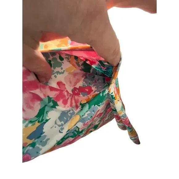 Ann Klein Medium Dress Floral Cotton V Neck Floral Tea Length Cottage Whimsy - Picture 6 of 15